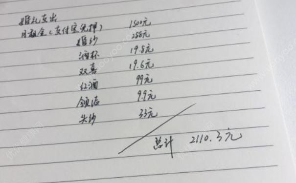 小兩口結(jié)婚僅花2110元，婚禮開支占比最大的是房租1500元(2)