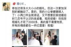 小兩口結(jié)婚僅花2110元，婚禮開支占比最大的是房租1500元[多圖]